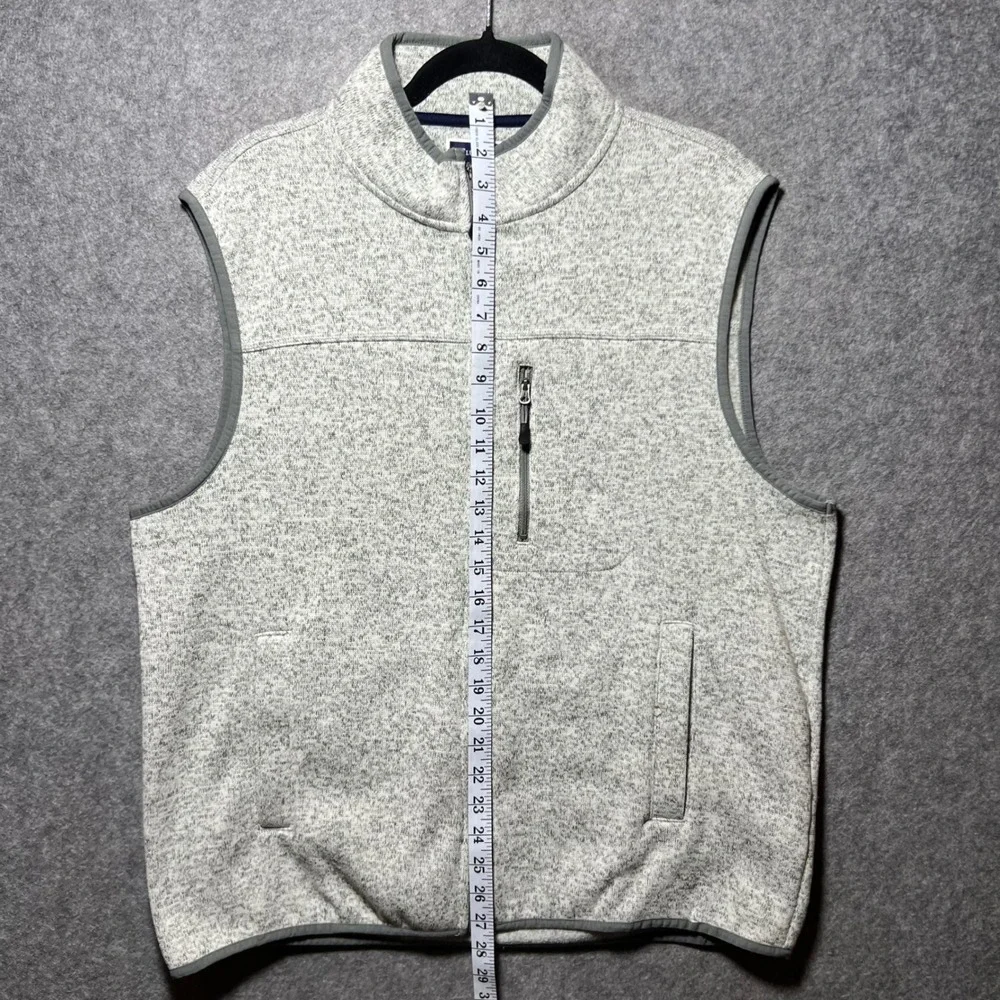 Club Room Mens Fleece‎ Vest Large Grey Sweater Full Zip Heathered L Pockets